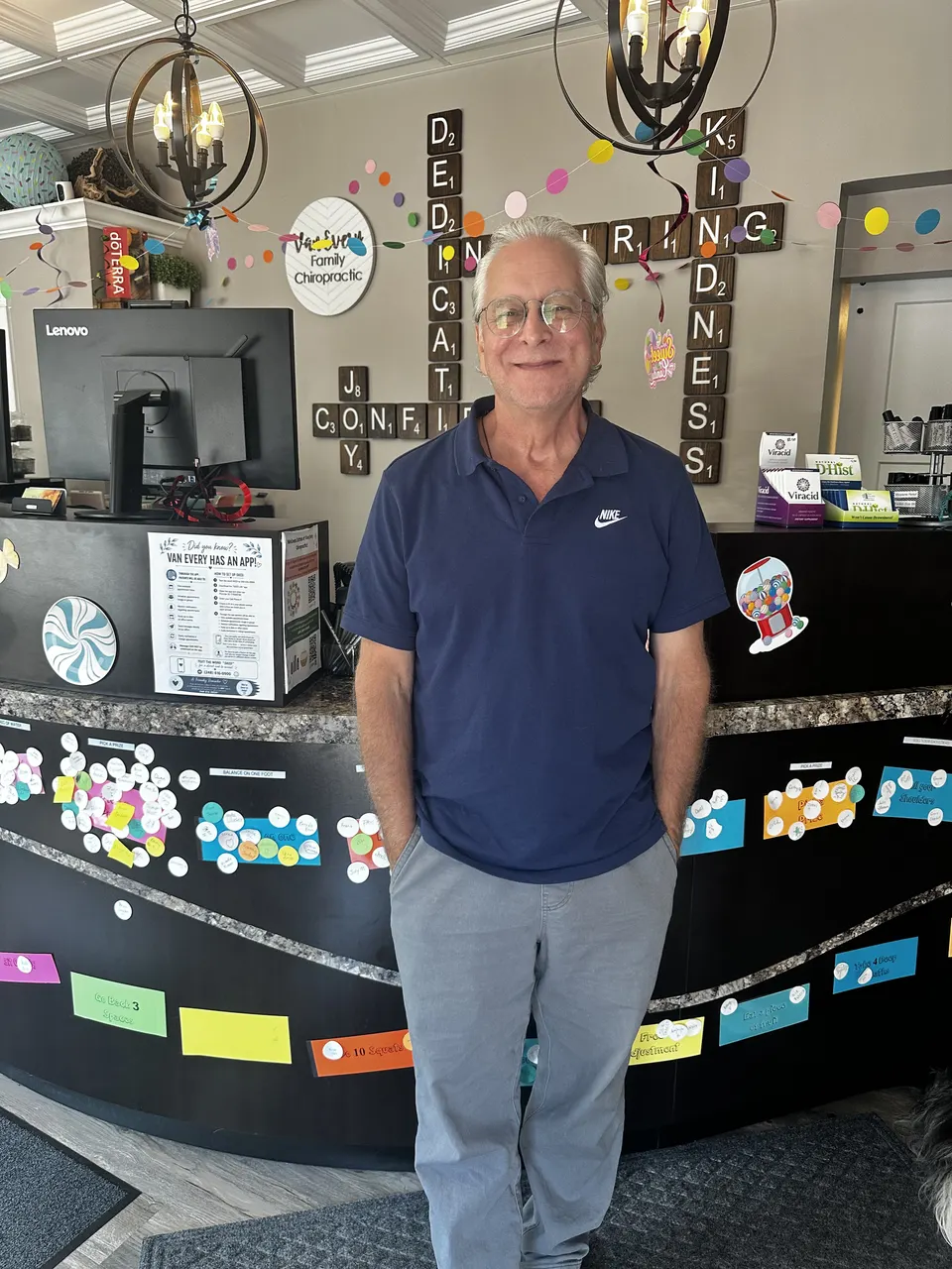 Dr. John Johr at the front desk
