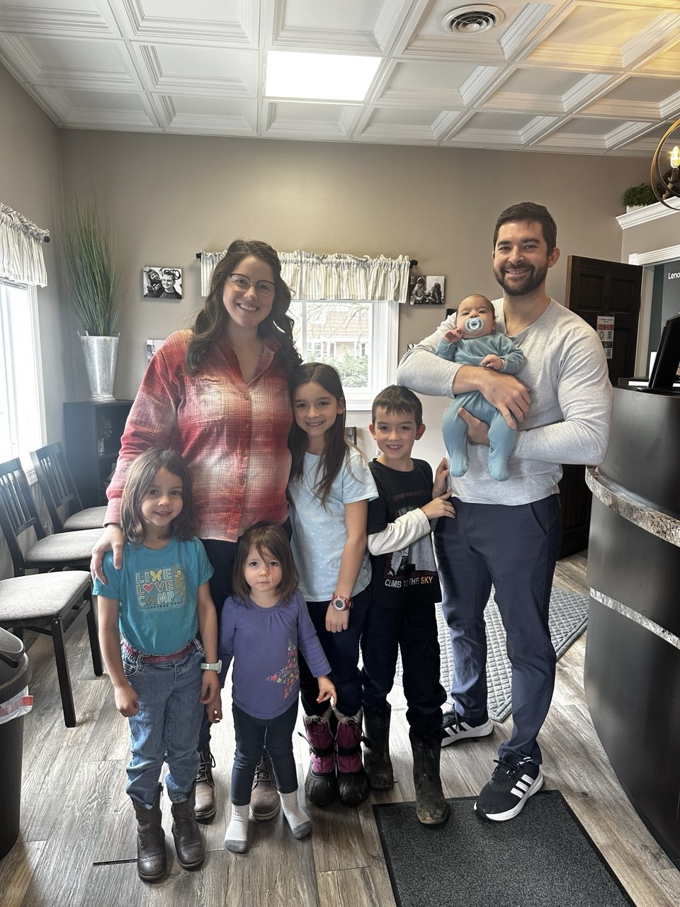 Frank and Anna with their five children at Van Every Family Chiropractic